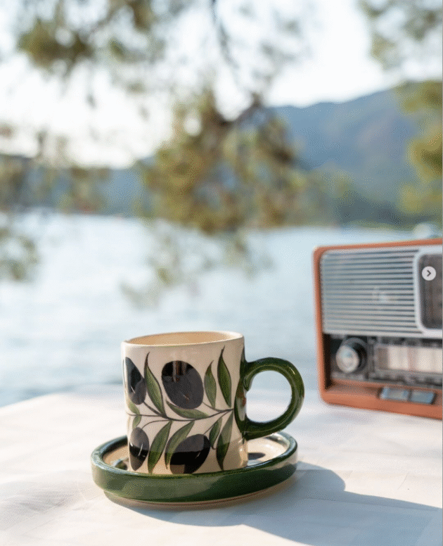 El Yapımı Seramik, Zeytin Desenli Kahve Fincanı/kupa